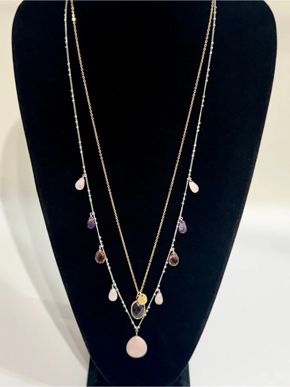 J. Jill Pink & Purple Two-Tone Long Layered Necklace New